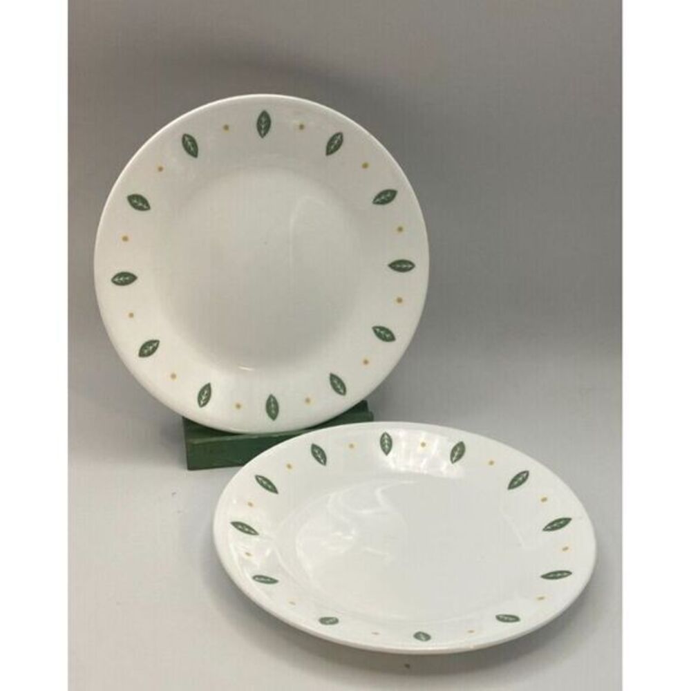 Corelle City Gardens Bread & Butter Plates x2 Green Leaves